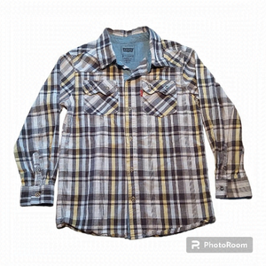 Levi Strauss Boys Long Sleeve Plaid 200% Cotton Shirt Size - Medium